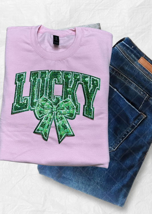 Lucky Bow Sequin Patch Sweatshirt