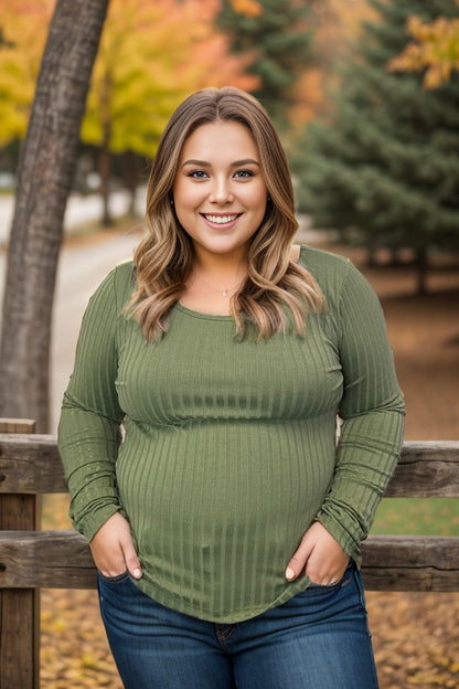 Daphne - Olive Knit Top